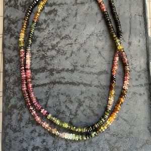 Handmade variegated Tourmaline bead necklace